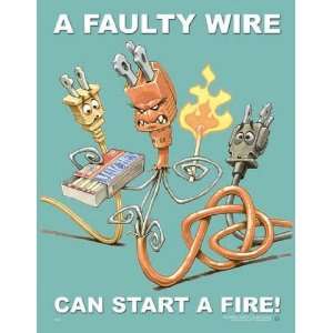 National Safety Compliance Faulty Wires Safety Poster   24 X 32 Inches 