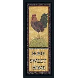  Home Sweet Rooster Folk Art Primitive Print Sign Framed Home