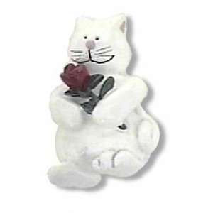    White Cat w/ Rose Knob   2 L PN0502 SAM C