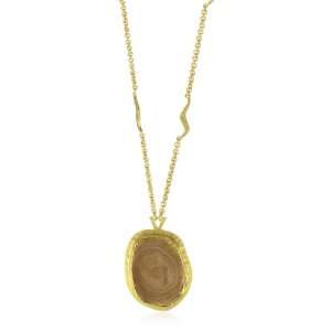 Heather Benjamin Wave Petrified Wood Gold Plated Wave Chain Necklace