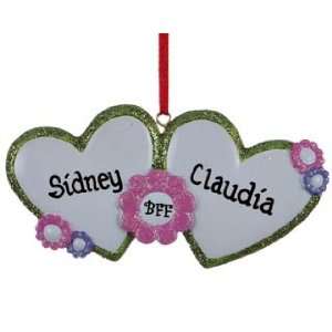  Personalized BFF Hearts Christmas Ornament
