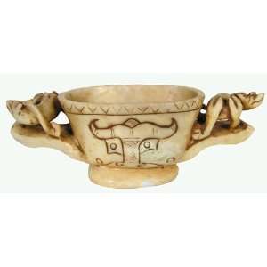  Jade Double Dragon Offering Bowl 
