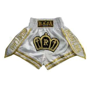 Raja Muay Thai Boxing shorts  RTB 304 White/Gold  Sports 