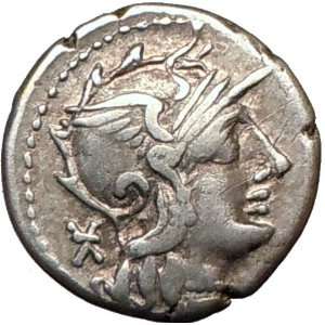   Ti. Minucius C. f. Augurinus 134BCIonic Column Togate Silver Coin