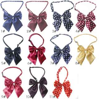 g1o# 1pc Dots Shiny Polyester Lady Girl Bow tie  