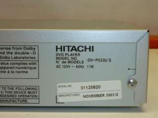 Hitachi Model DV P533U Progressive Scan DVD Player  