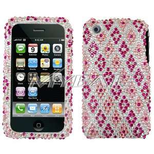  iPhone 3G 3GS Rhombic Plaid Diamante Protector Cover Cell 