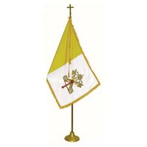  Indoor 4ft x 6ft Vatican Flag and Oak Flagpole Kit Patio 