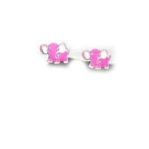  Childrens Pink Elephant Sterling Silver Earrings Jewelry
