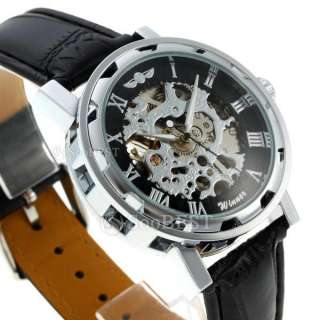 New Automatic Mechanical Skeleton Leather See Through Lady Men Sport 
