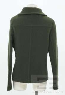 Burberry London Green Wool Half Length Toggle Coat Size US 8  