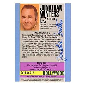  Jonathan Winters Autographed / Signed 1991 Hollywood Card 