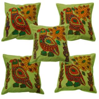 5p Indian Couch Patch Cotton Cushion Cover Pillow India  