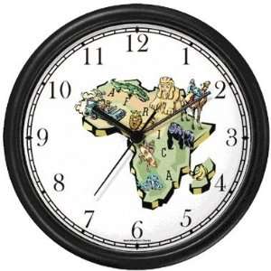 Map of Africa with Icons Wall Clock by WatchBuddy Timepieces (White 