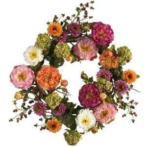  Nearly Natural   4664   24 Inch Mixed Peony Wreath