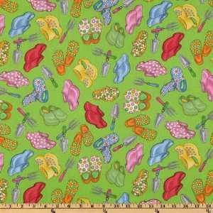  44 Wide Mrs Greenthumb Paraphernalia Green Fabric By The 