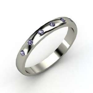  Six Stone Button Band, Sterling Silver Ring with Iolite 