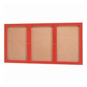   Enclosed Bulletin Board Red Powder Coat   96W X 48H: Office Products
