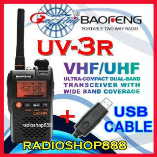 UV 3R VHF/UHF 136 174 400 470 POCKET RADIO + USB CABLE  