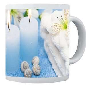 Rikki Knight White Candle Spa Design Photo Quality 11 oz Ceramic 