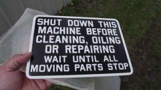   Farm Machinery Shut Down Repair Shop Metal Sign Industrial Equipment