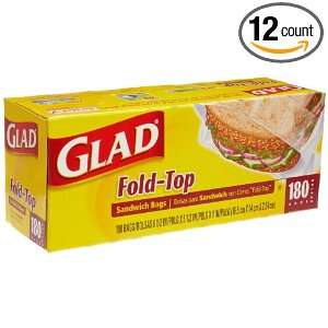 Glad 60771 180 Count Top Fold Sandwich Bag (Case of 12)  