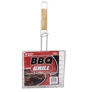  9 W Steel BBQ Grill with Wooden Handle