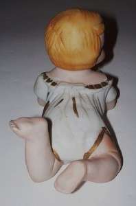 Pair of Vintage BISQUE PIANO BABY FIGURES Boy & Girl  