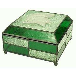   State MSU Spartans Stained Glass Charm/Jewelry Box: Sports & Outdoors