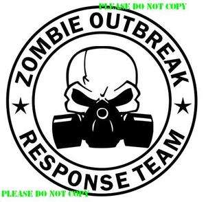 Zombie Outbreak Response Team Skull Gas Mask Car Truck Window Sticker 