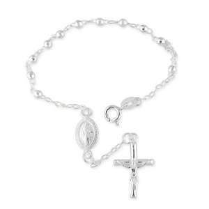    Sterling Silver Religious Rosary Jesus Mary Bracelet Jewelry