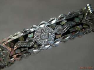Enamel & Abalone Sterling Panel Link Bracelet   Mex.  