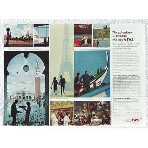 1964 TWA Airlines Europe Double Page Print Ad (1246):  Home 