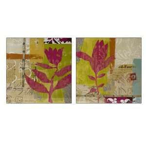    Set of 2 Contemporary Floral Patterned Wall Panels