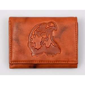  Eagle Head Embossed All Leather Trifold Wallet