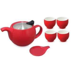   Bright Red 7 piece Contemporary Teapot Tea Set for 4