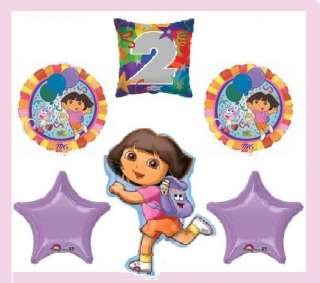 DORA THE EXPLORER 2nd second birthday party balloons PINK PURPLE 