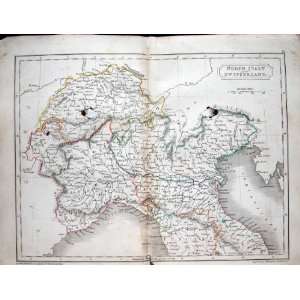    1844 Map North Italy Switzerland Bern Adriatic Sea