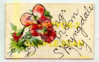 Greetings From Springdale KENTUCKY *EMBOSSED FLOWERS GLITTER WRITING 