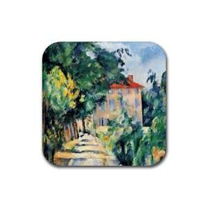  House with Red Roof by Paul Cezanne Square Coasters   Set 