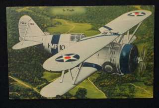 1930s Navy Airplane Grumman F3F 2 Biplane Fighter Postcard  