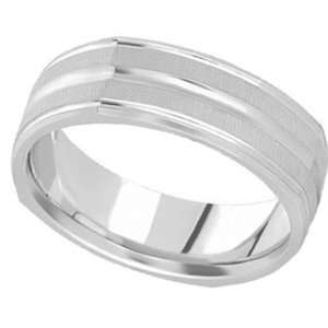  Square Wedding Band Carved Ring in Platinum for Men(7mm 
