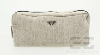Prada Beige & Black Tweed Travel Slippers & Case, Size 38 NEW  