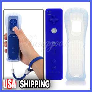 Blue Remote Controller + silicone case For Nintendo Wii  