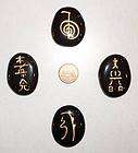   STONES set of 4 RAINBOW OBSIDIAN stones Reiki symbols in GOLD leaf