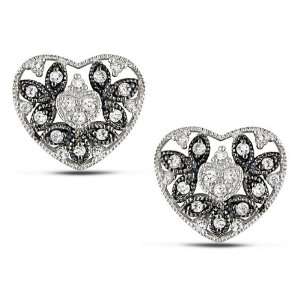  10k White Gold 1/4 CT TDW Diamond Stud Heart Earrings (G H 