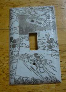 Black, White Cartoon Mickey Light Switch Cover Plate  