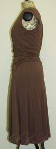   Neck Cap Sleeve Sleeveless Wrap Jersey Stretch Dress Brown M  