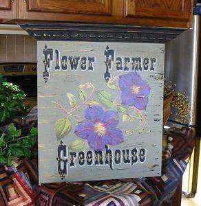 Flower Farmer Greenhouse Shabby wood sign chic hp  
