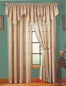 SANTA FE SHEER TEXUTRED STRIPE ASCOT VALANCE COLORS: SPICE, BLUE/BROWN 